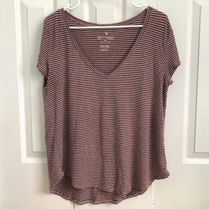 Pink and Black Striped American Eagle T-Shirt